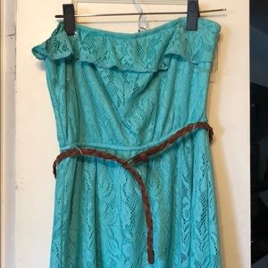 Aqua strapless dress